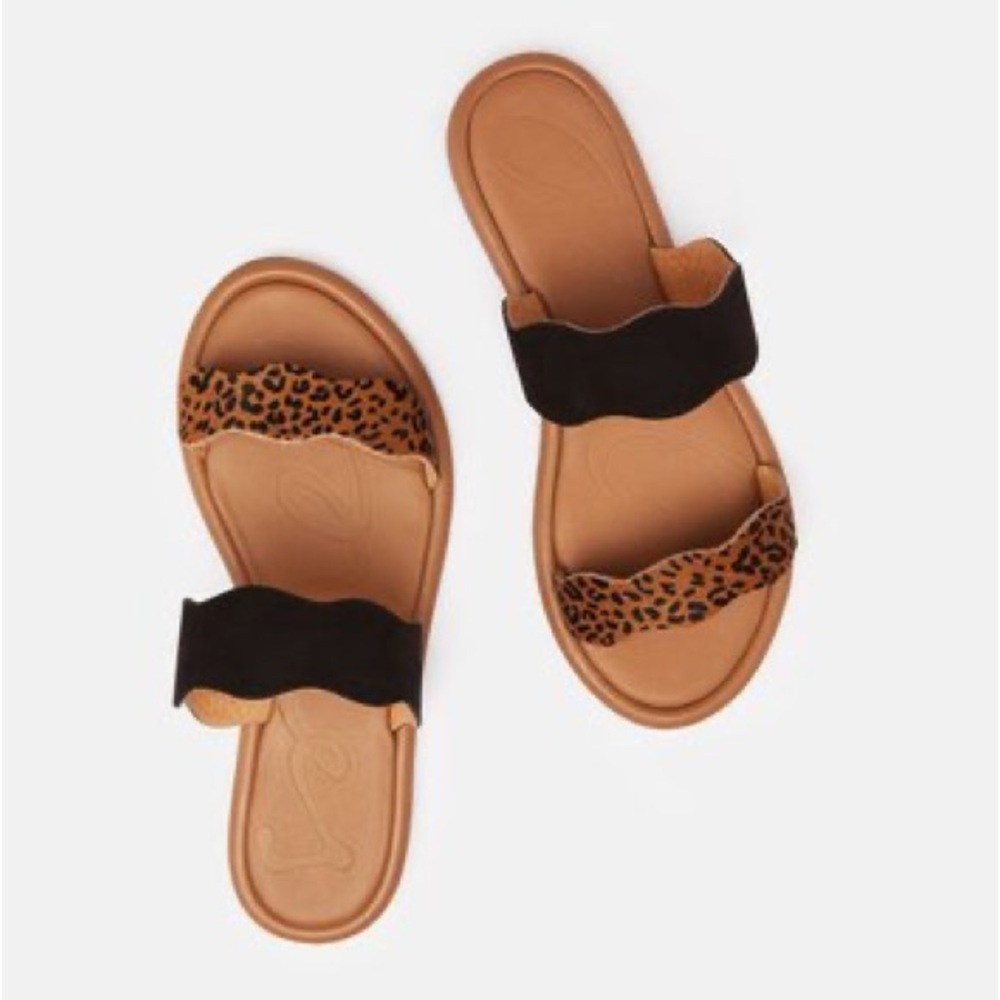 NIB Joules Aimee Snakeskin Embossed Leather Slide Sandal - Picture 3 of 11
